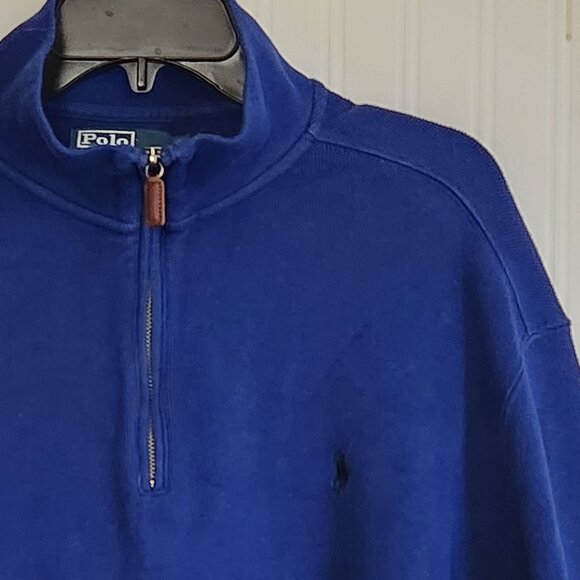 POLO RALPH LAUREN Quarter Zip Blue Pullover - XL - Picture 3 of 5